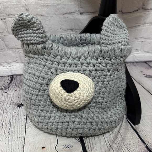 ClaraLoo Other - Claraloo Gray Bear-Themed Kids Accessory Basket